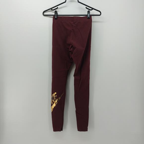 Nike Athletic Leggings Size XS Burgundy Red Gold Print Sport - Picture 6 of 14